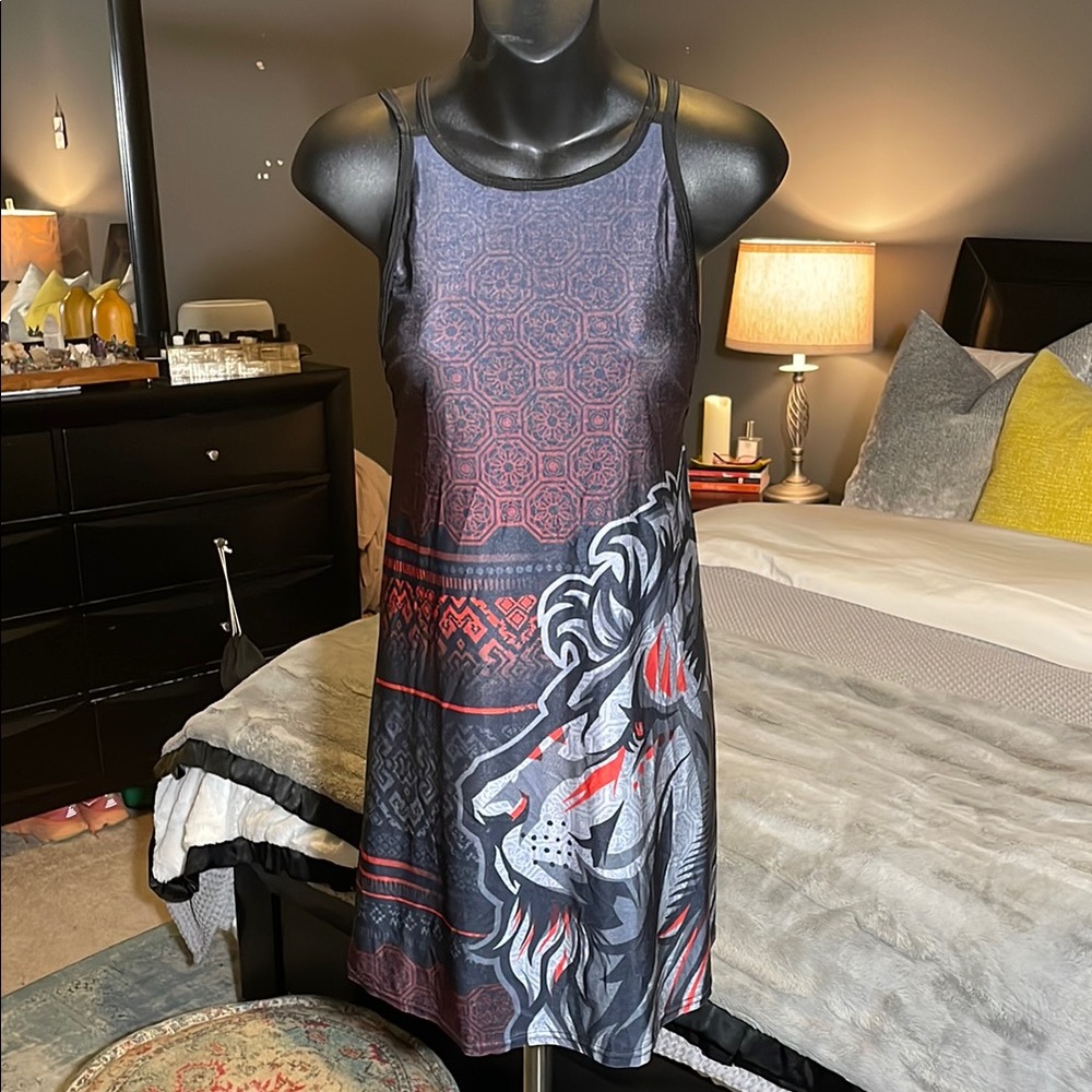 First Earth Festival Dress Graphic Lion Print Small Heady Dress Cool Flow gear